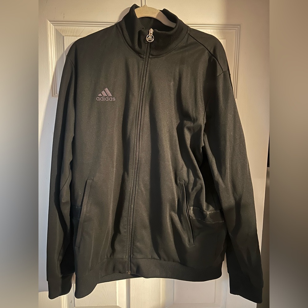 Adidas Men's Tan Heavy Club Track Jacket Football Soccer Black